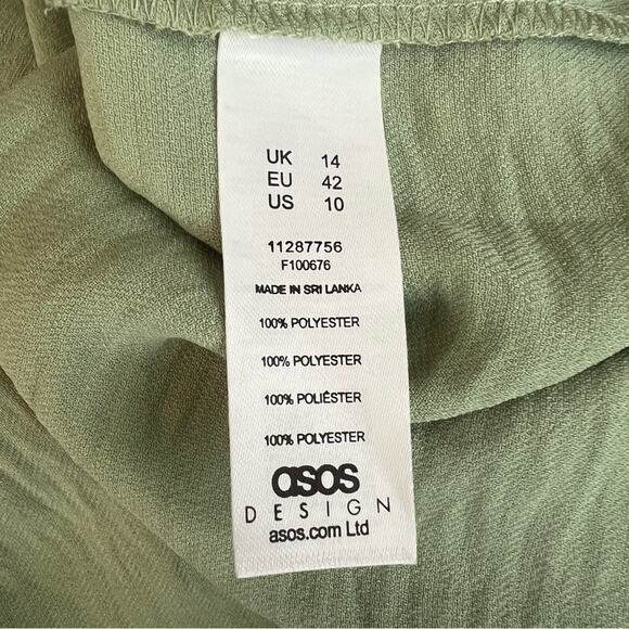 ASOS Design Women’s Green Plunge Mini Dress With Wrap Drape Skirt Size 10 - Picture 8 of 11